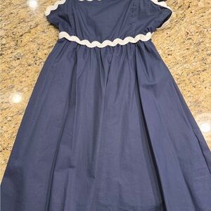 She + Sky Navy Dress with Ric Rac Accents